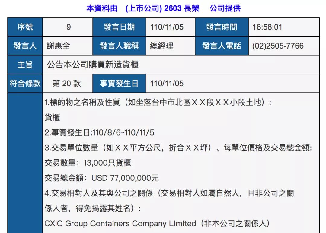 長榮海運(yùn)超3億美元再訂55500個(gè)集裝箱，并調(diào)整2艘23000TEU大船訂單！